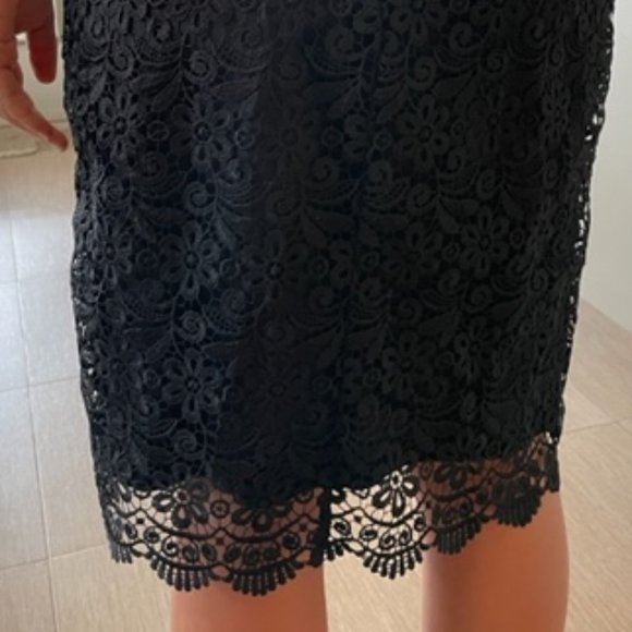 UNIQLO BLACK LACE Knee Length FITTED PENCIL SKIRT, Small - Picture 8 of 14